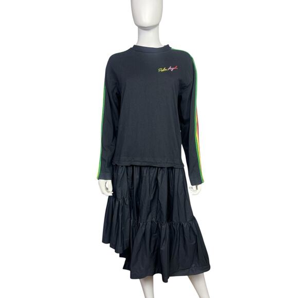 Rare Palm Angels Women's 38 Black Striped Logo T-Shirt Midi Dress Authentic EUC - Picture 1 of 5